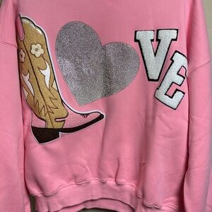 Judith March Pink Love Graphic with patches sweatshirt.